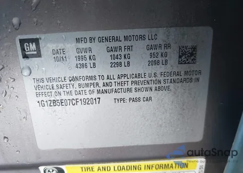 2012 Chevrolet Malibu Ls from USA, damaged, VIN 1G1ZB5E07CF192017